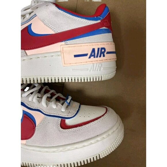 Nike Women's Shoes Air Force 1 Shadow Sail White Red  Blue Size 8 - Picture 3 of 16